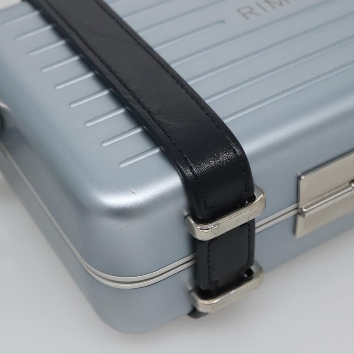 Christian Dior × RIMOWA Personal Clutch Aluminum Alloy Light Blue Auth BA4539