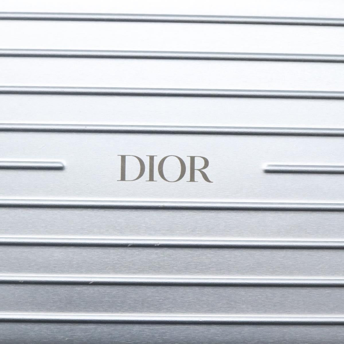 Christian Dior × RIMOWA Personal Clutch Aluminum Alloy Light Blue Auth BA4539