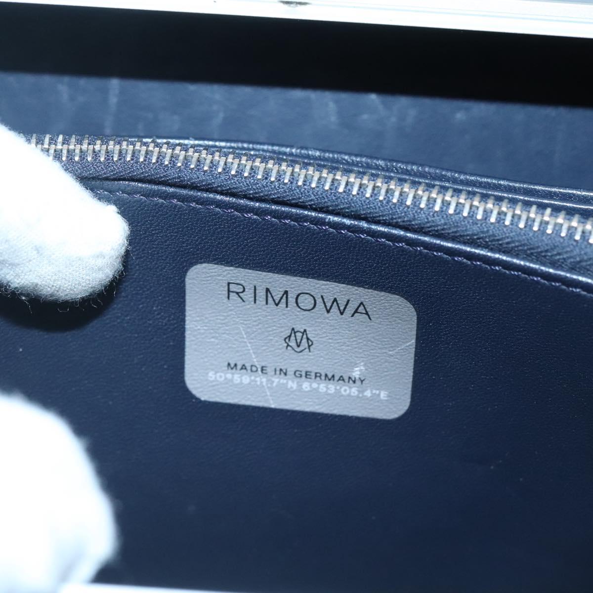 Christian Dior × RIMOWA Personal Clutch Aluminum Alloy Light Blue Auth BA4539