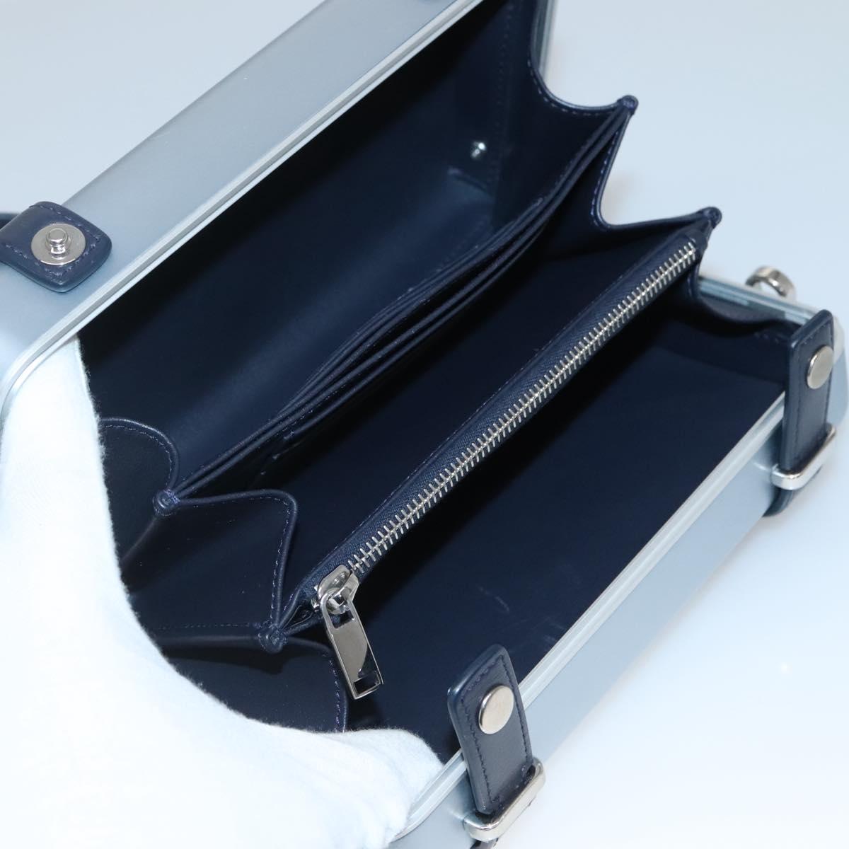 Christian Dior × RIMOWA Personal Clutch Aluminum Alloy Light Blue Auth BA4539