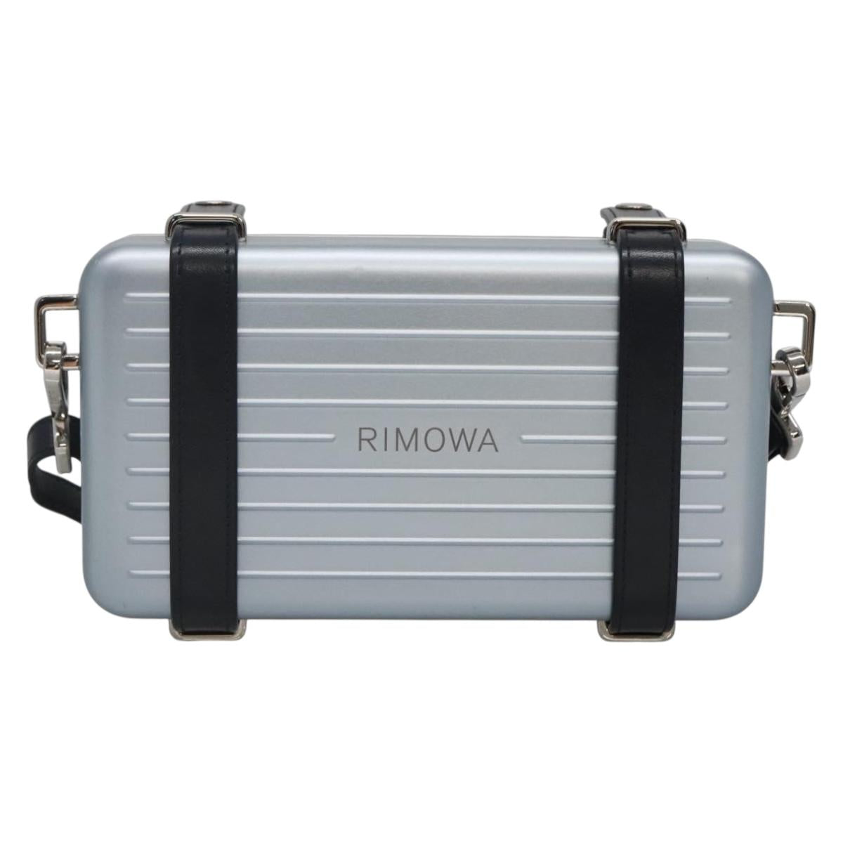 Christian Dior × RIMOWA Personal Clutch Aluminum Alloy Light Blue Auth BA4539
