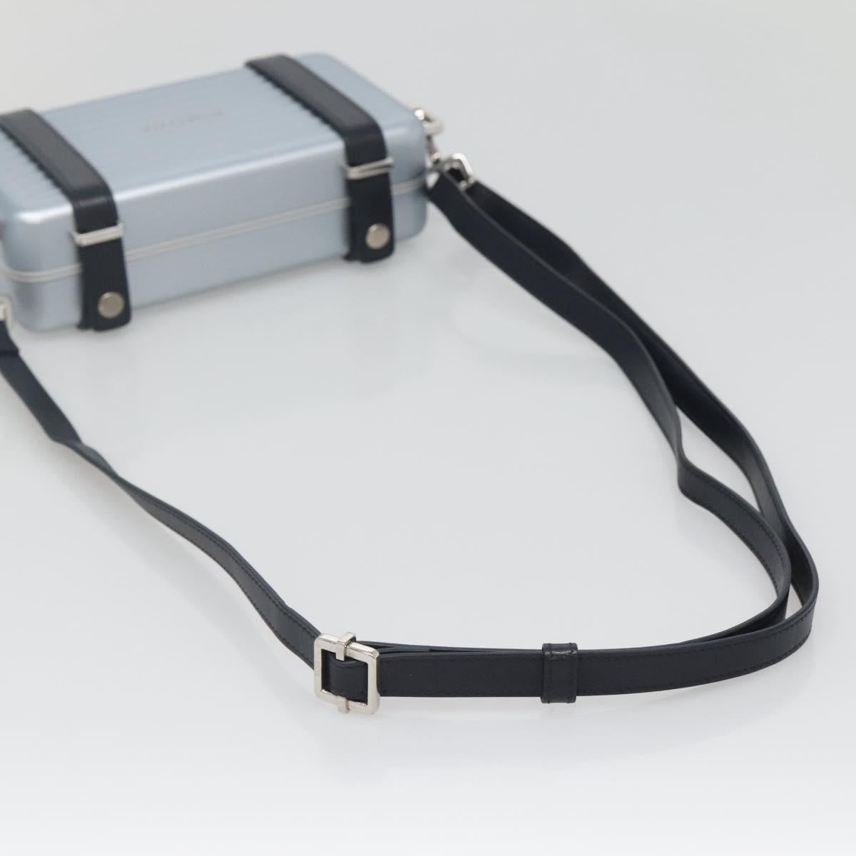 Christian Dior × RIMOWA Personal Clutch Aluminum Alloy Light Blue Auth BA4539