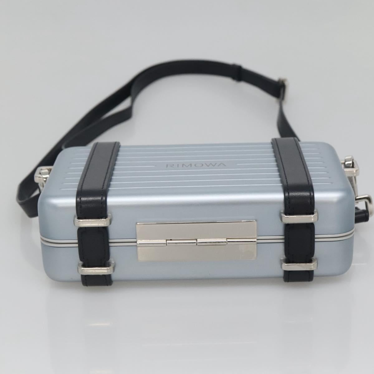 Christian Dior × RIMOWA Personal Clutch Aluminum Alloy Light Blue Auth BA4539