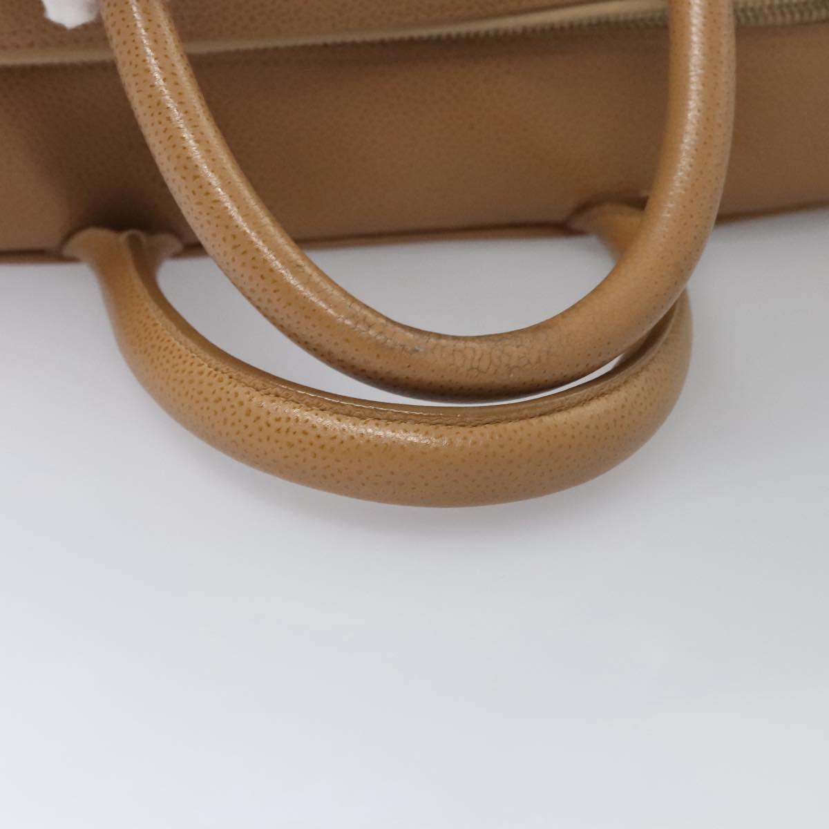 CHANEL Matelasse Hand Bag Caviar Skin Beige Gold CC Auth BA453A