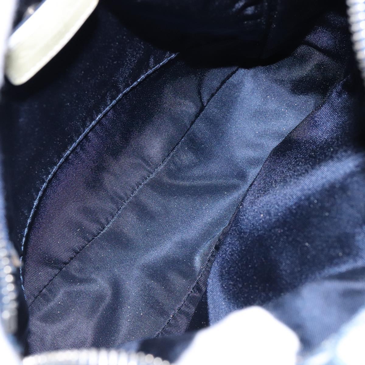 Christian Dior Trotter Canvas Shoulder Bag PVC Navy Silver Auth BA4540