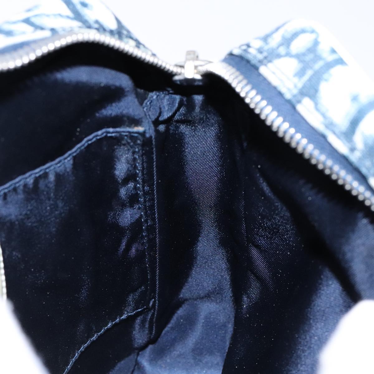 Christian Dior Trotter Canvas Shoulder Bag PVC Navy Silver Auth BA4540