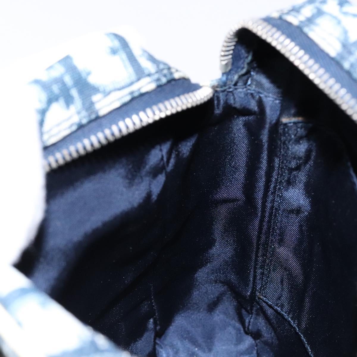 Christian Dior Trotter Canvas Shoulder Bag PVC Navy Silver Auth BA4540