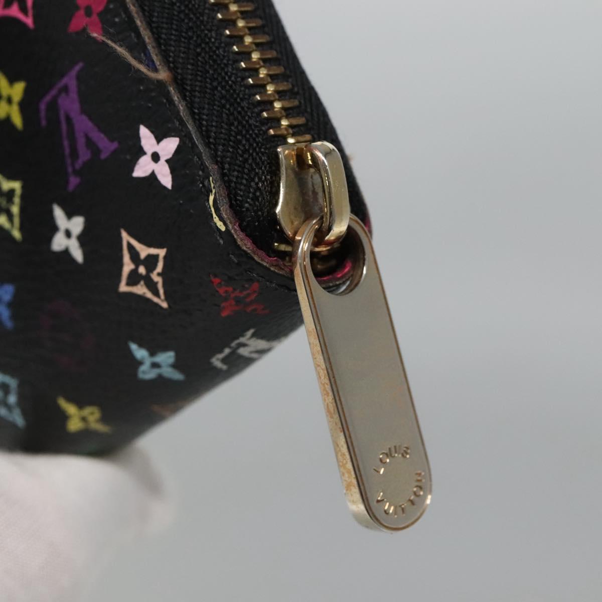 LOUIS VUITTON Monogram Multicolor Zippy Wallet Long Black M60243 LV Auth BA4571