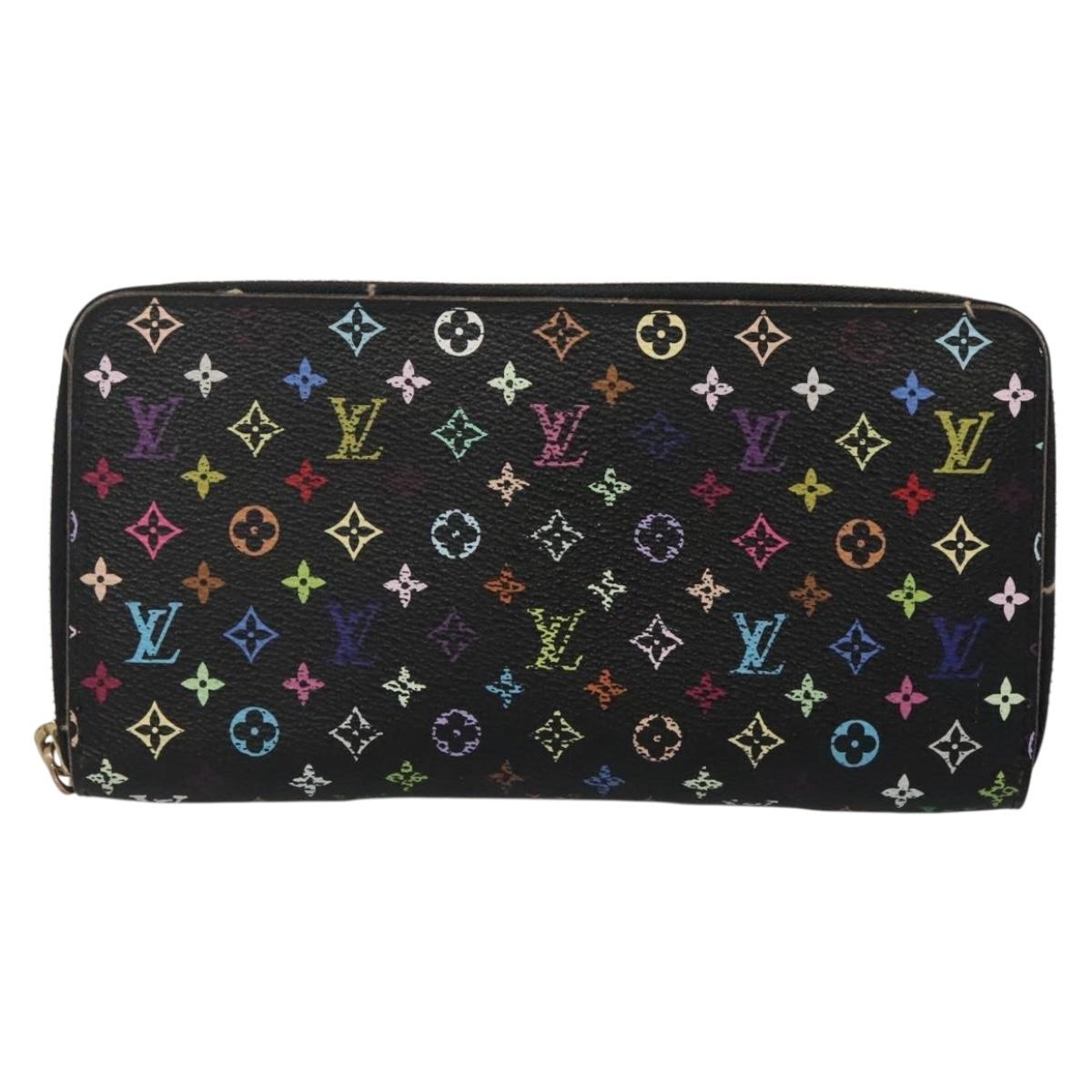 LOUIS VUITTON Monogram Multicolor Zippy Wallet Long Black M60243 LV Auth BA4571