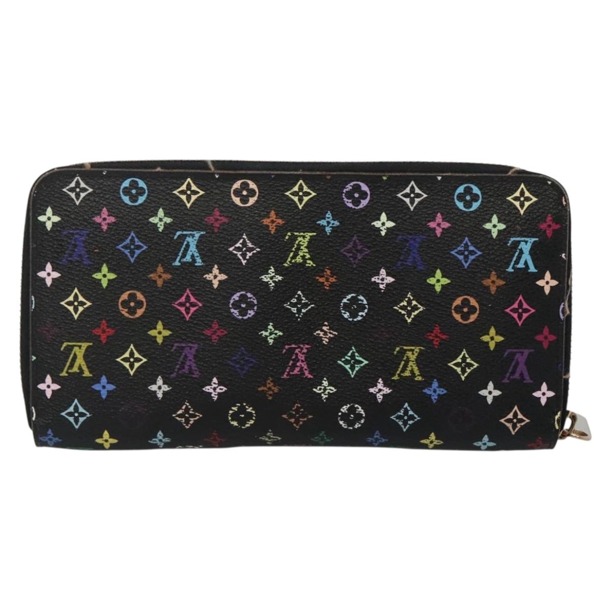 LOUIS VUITTON Monogram Multicolor Zippy Wallet Long Black M60243 LV Auth BA4571