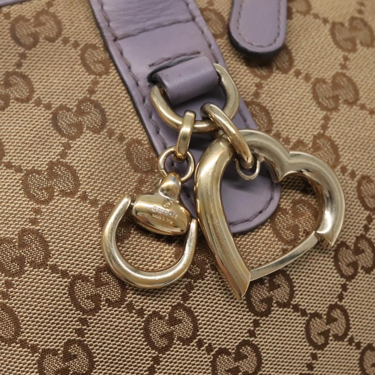 GUCCI GG Canvas Heart Bit Tote Bag Gold Beige 269957 Auth BA4579