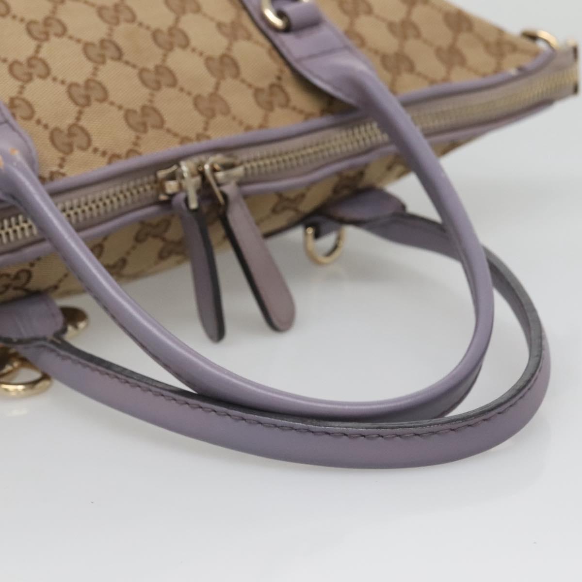 GUCCI GG Canvas Heart Bit Tote Bag Gold Beige 269957 Auth BA4579