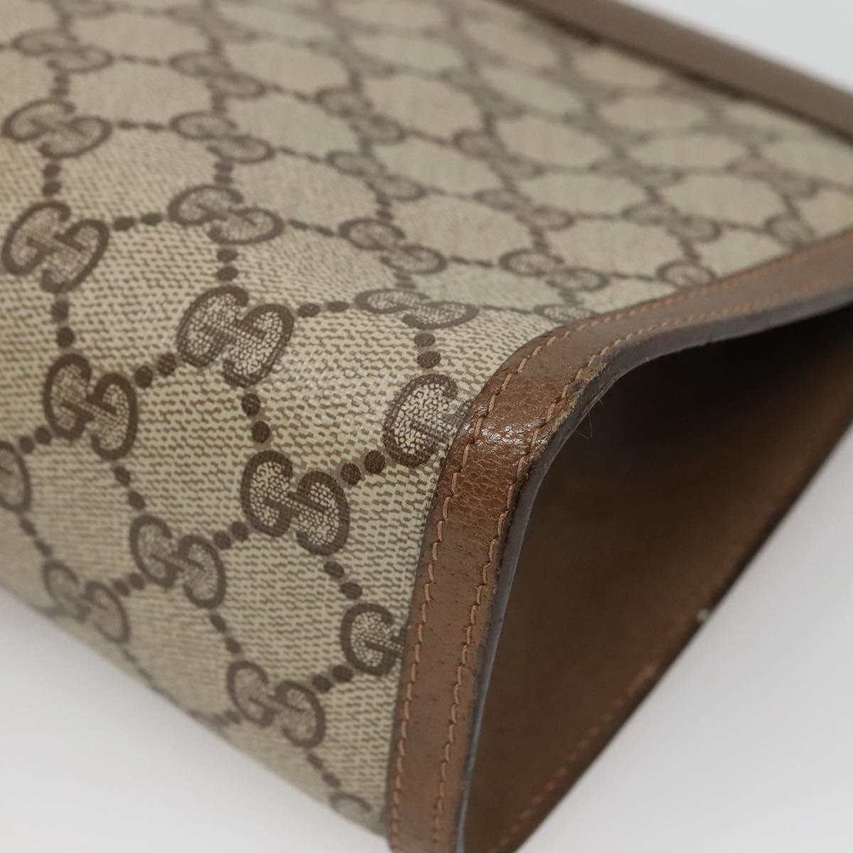 GUCCI GG Supreme Web Sherry Line Clutch Bag PVC Beige Gold 89 01 033 Auth BA4582