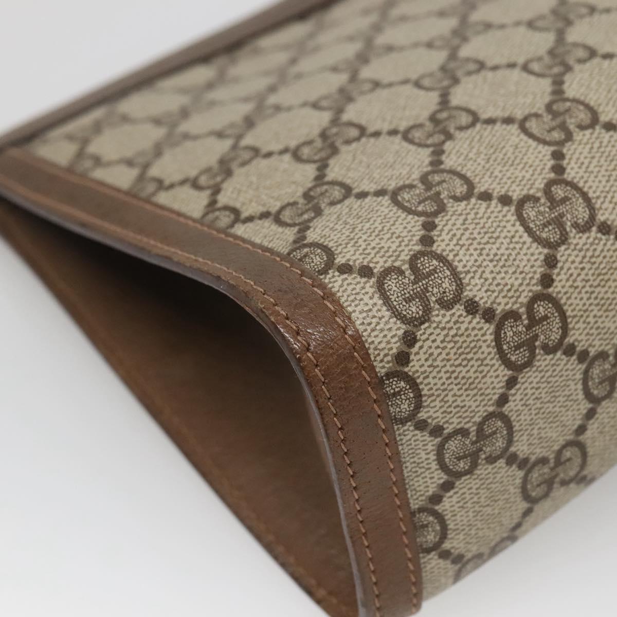 GUCCI GG Supreme Web Sherry Line Clutch Bag PVC Beige Gold 89 01 033 Auth BA4582