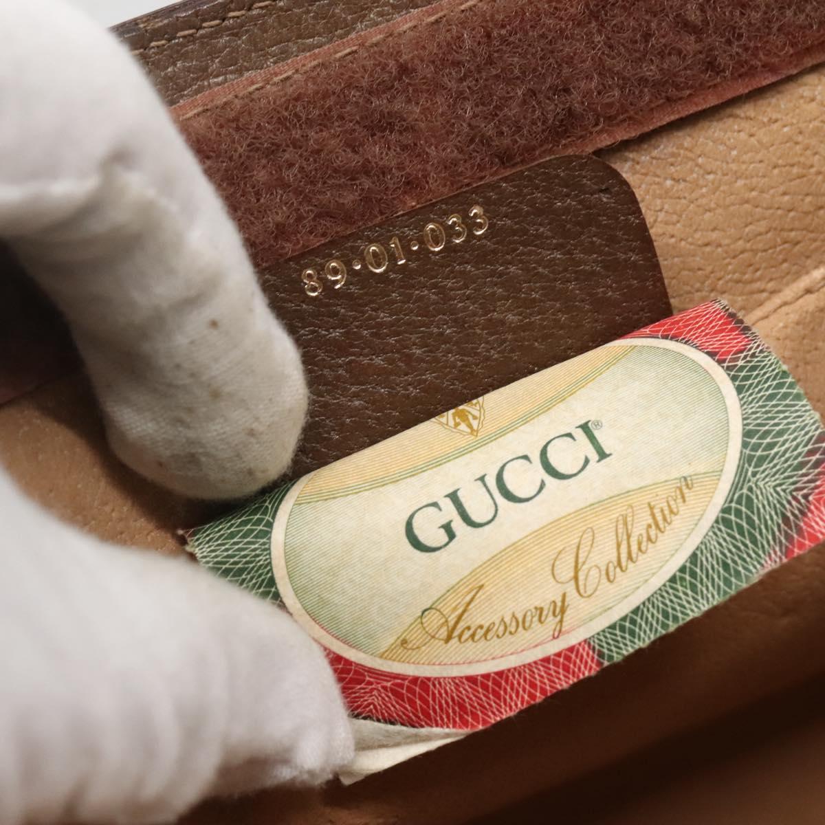 GUCCI GG Supreme Web Sherry Line Clutch Bag PVC Beige Gold 89 01 033 Auth BA4582