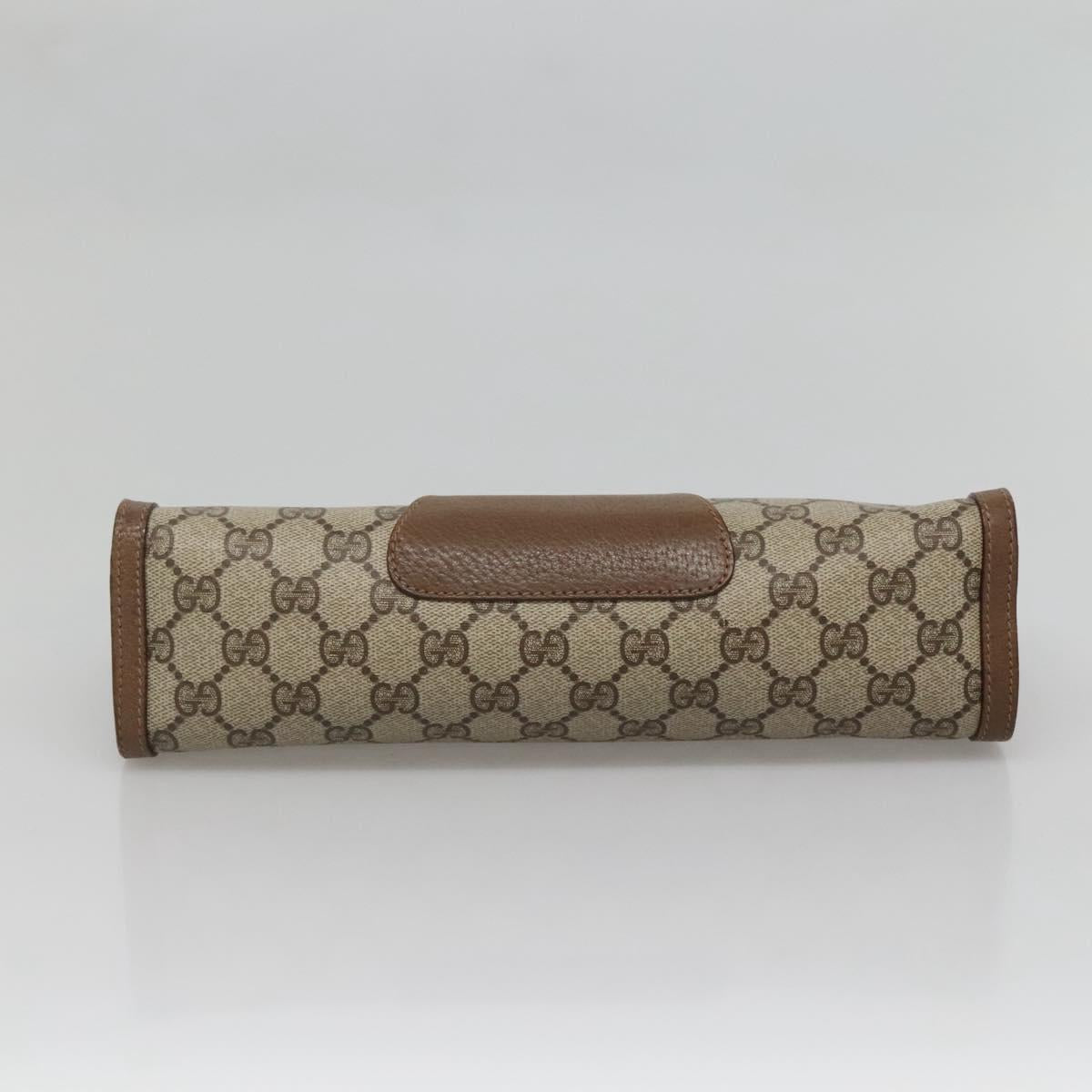 GUCCI GG Supreme Web Sherry Line Clutch Bag PVC Beige Gold 89 01 033 Auth BA4582