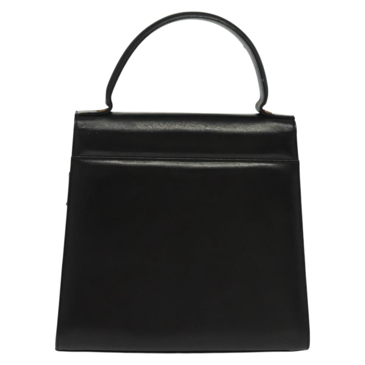 Salvatore Ferragamo Vala Hand Bag Leather Black Gold Auth BA4594