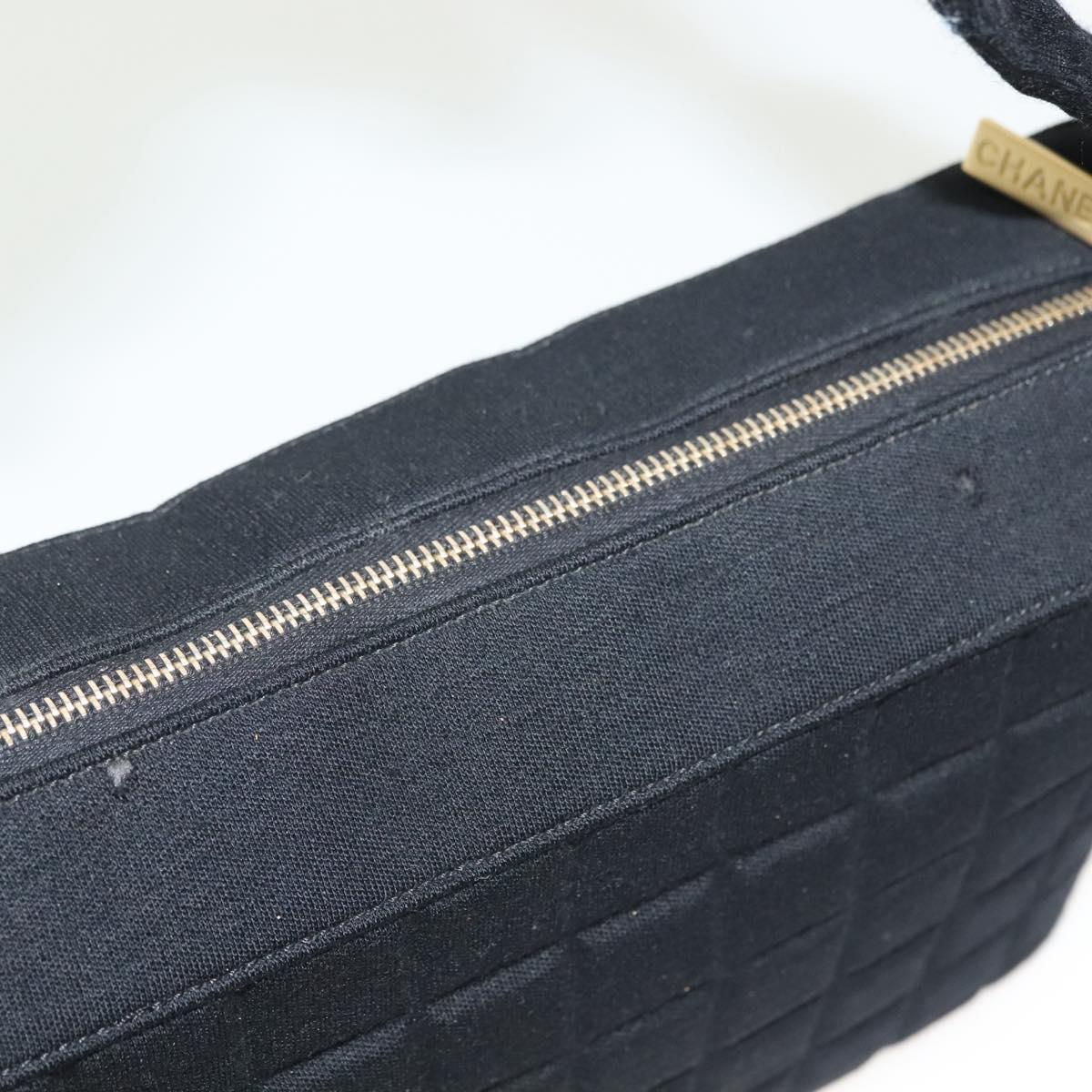 CHANEL COCO Mark Choco Bar Shoulder Bag Cotton Black Gold CC Auth BA4599