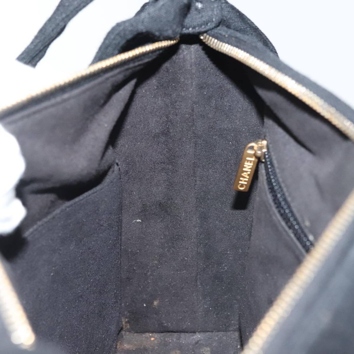 CHANEL COCO Mark Choco Bar Shoulder Bag Cotton Black Gold CC Auth BA4599