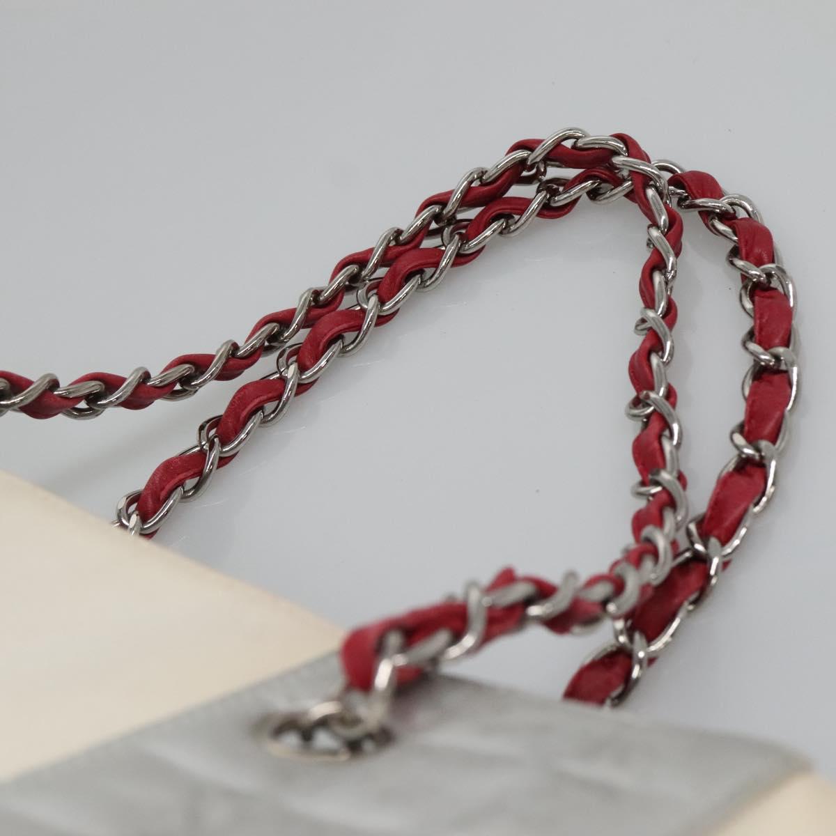 CHANEL Choco Bar COCO Mark Chain Hand Bag Canvas Beige Silver CC Auth BA4601