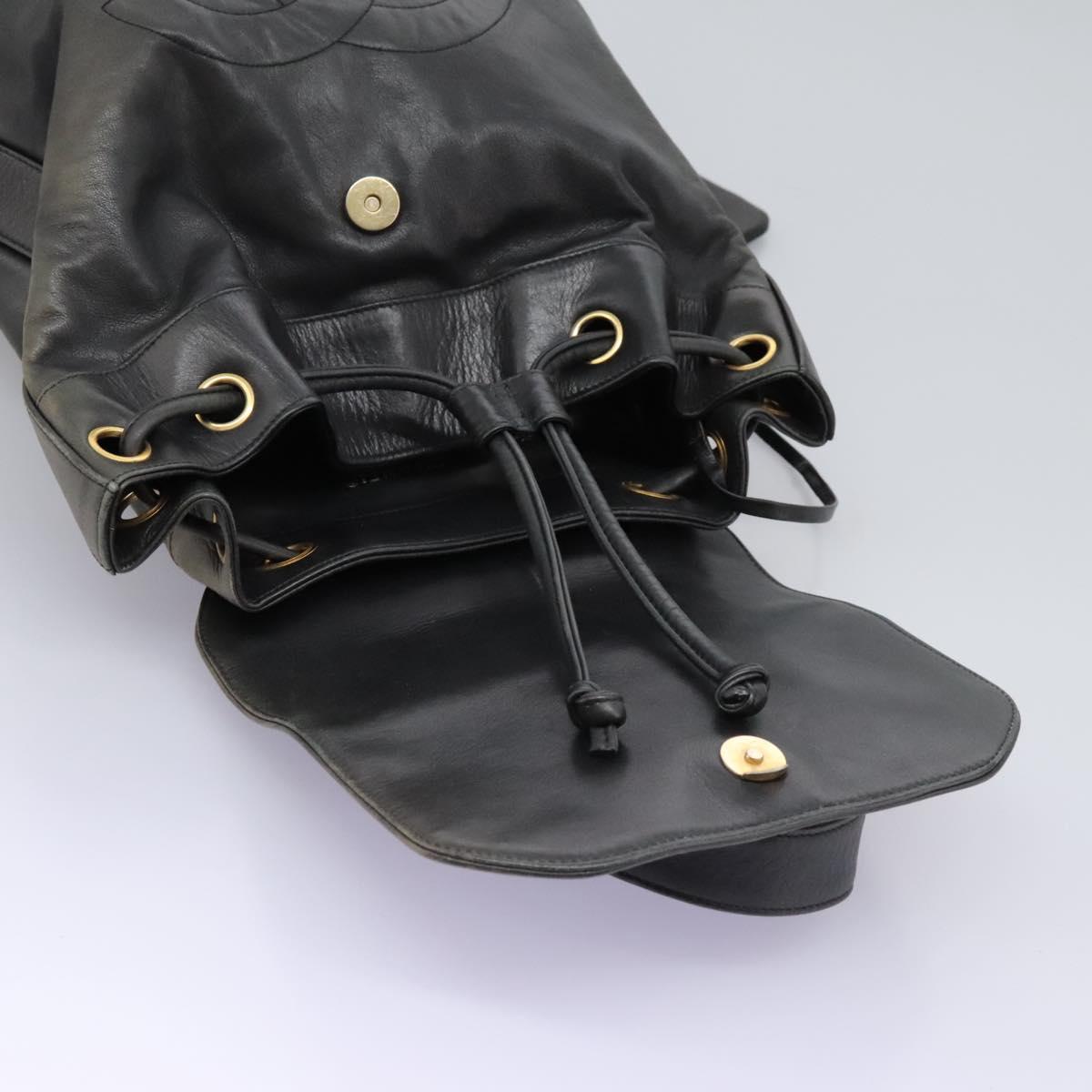 CHANEL Shoulder Bag Lamb Skin Black CC Auth BA461