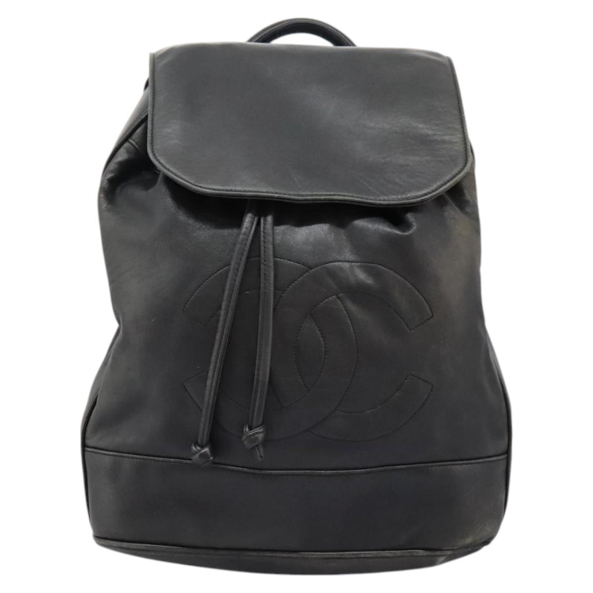 CHANEL Shoulder Bag Lamb Skin Black CC Auth BA461