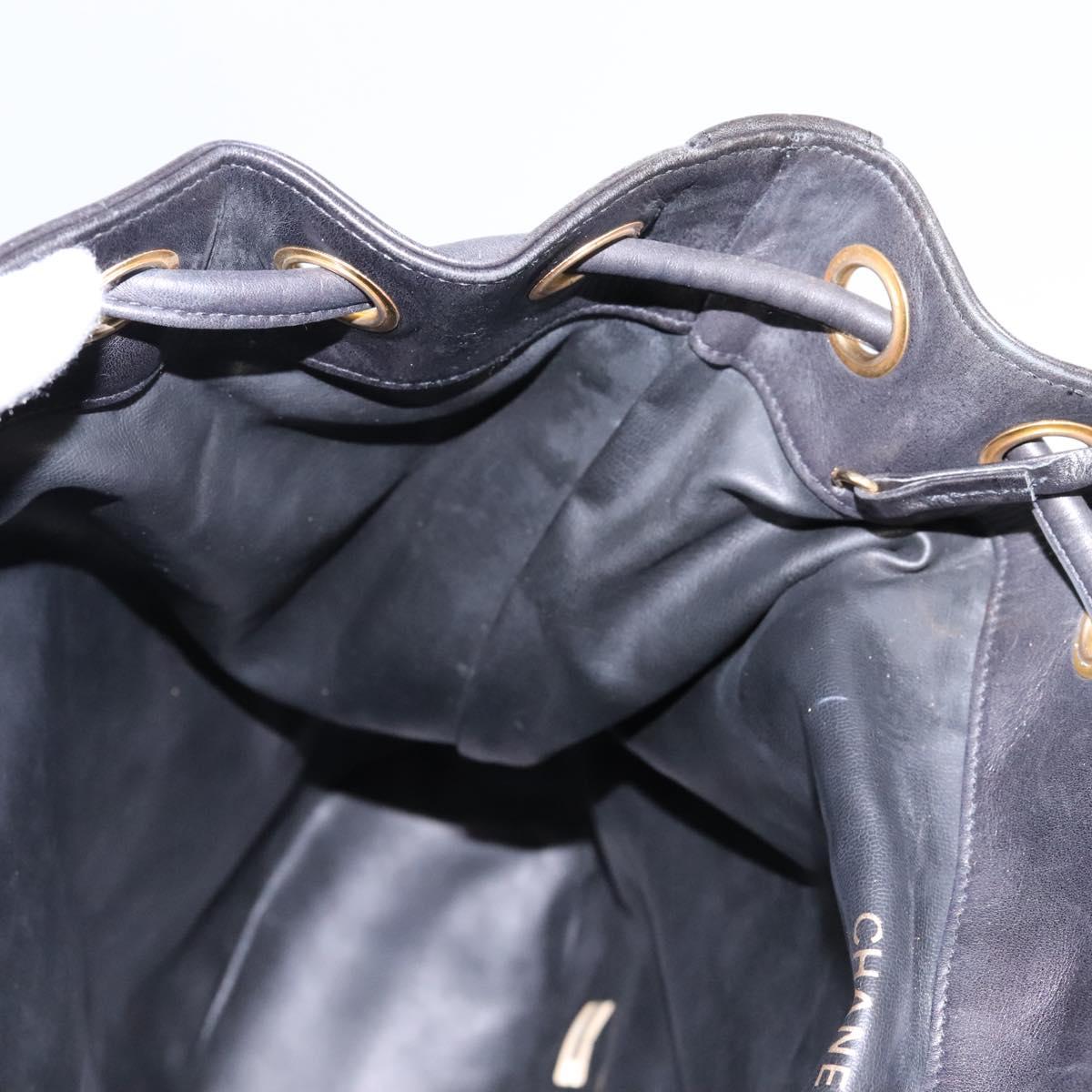 CHANEL Shoulder Bag Lamb Skin Black CC Auth BA461