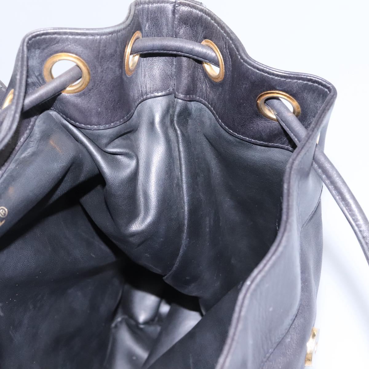 CHANEL Shoulder Bag Lamb Skin Black CC Auth BA461