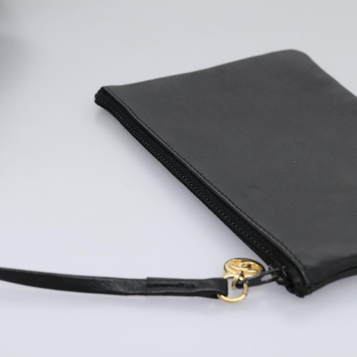 CHANEL Shoulder Bag Lamb Skin Black CC Auth BA461