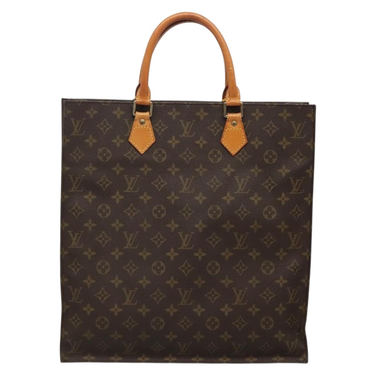 LOUIS VUITTON Monogram Sac Plat Hand Bag M51140 LV Auth BA4622