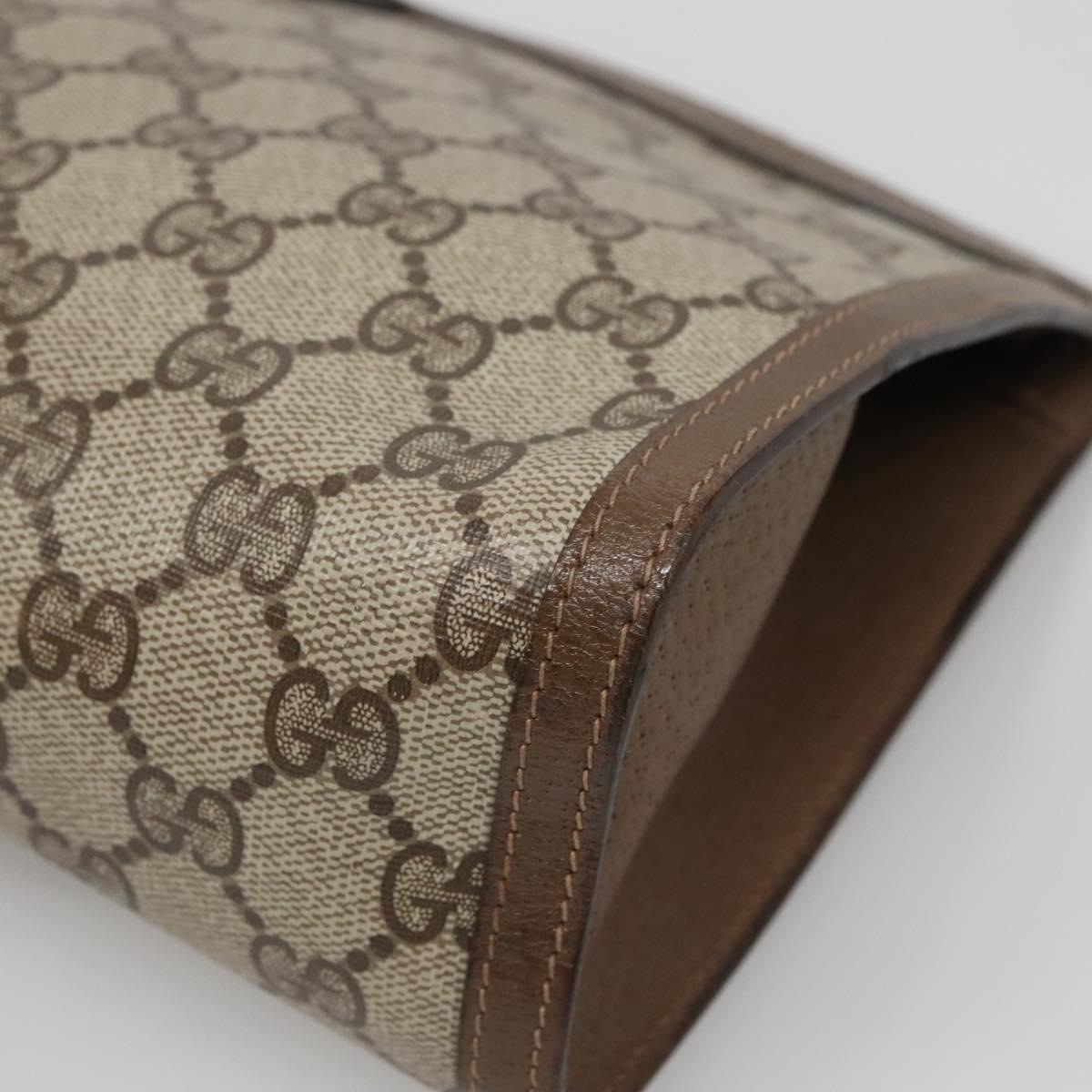 GUCCI GG Supreme Web Sherry Line Clutch Bag PVC Beige Gold 89 01 033 Auth BA4626