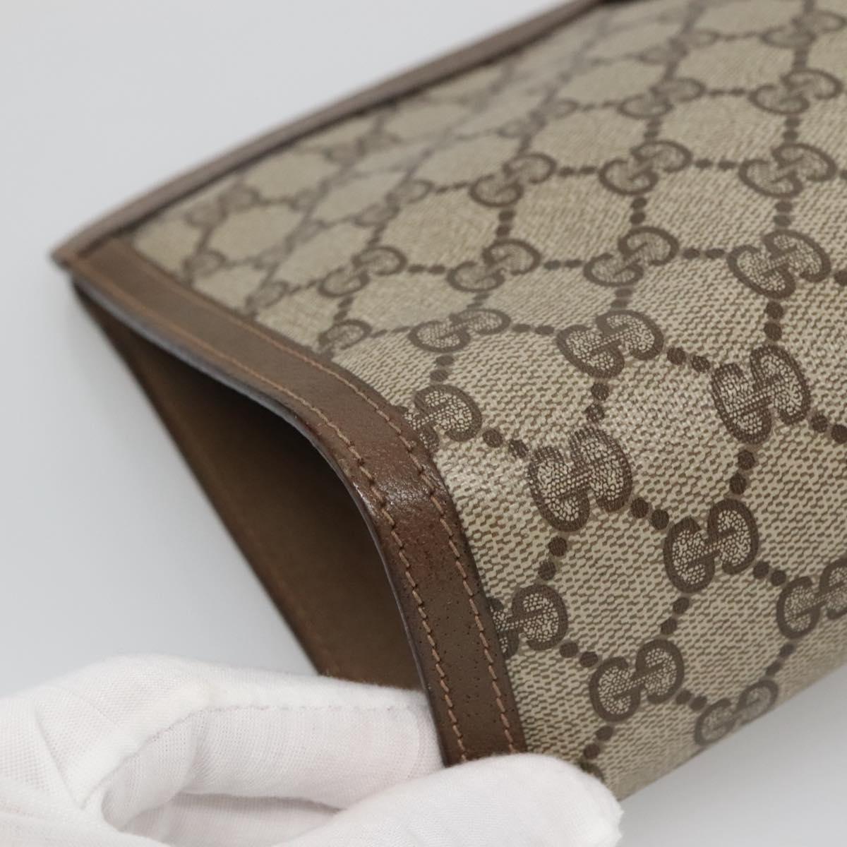 GUCCI GG Supreme Web Sherry Line Clutch Bag PVC Beige Gold 89 01 033 Auth BA4626