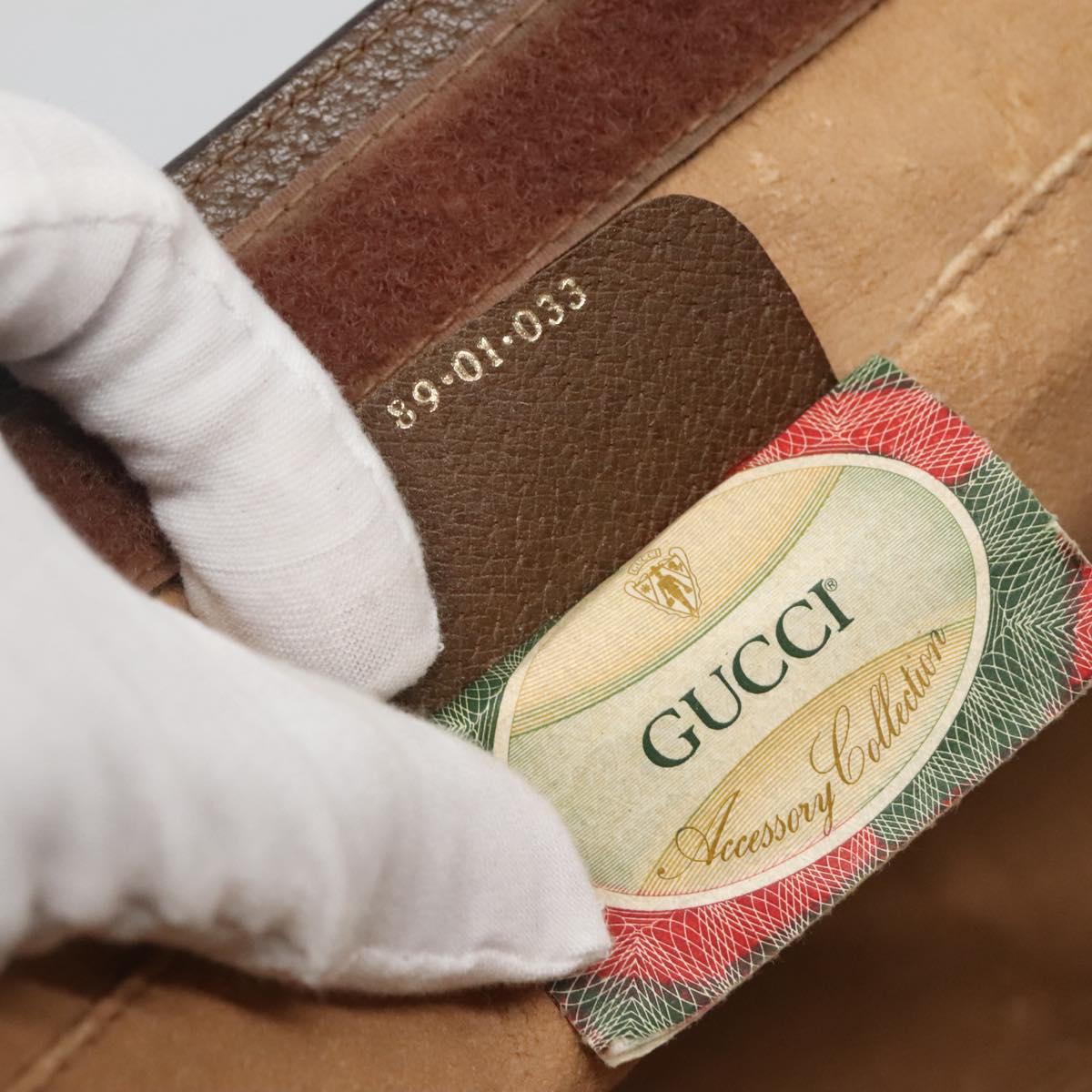 GUCCI GG Supreme Web Sherry Line Clutch Bag PVC Beige Gold 89 01 033 Auth BA4626