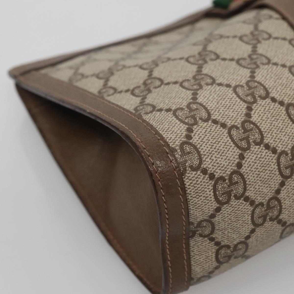 GUCCI GG Supreme Web Sherry Line Clutch Bag PVC Beige Gold 89 01 033 Auth BA4626