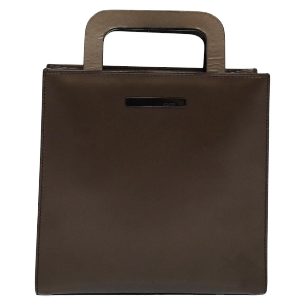 GUCCI Hand Bag Leather 2way Brown Auth BA4643