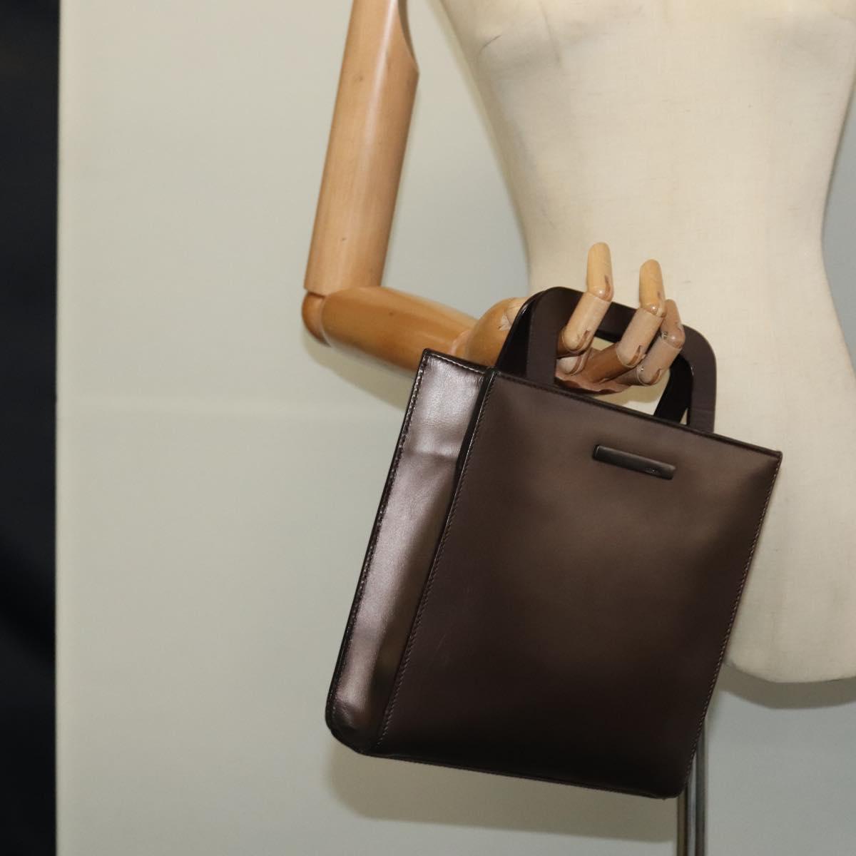 GUCCI Hand Bag Leather 2way Brown Auth BA4643