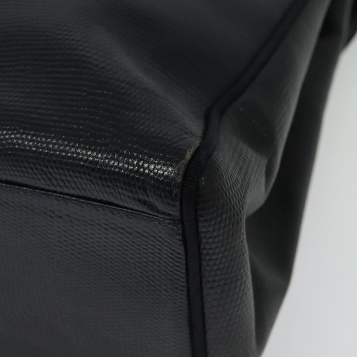 Salvatore Ferragamo Tote Bag Leather Embossed Navy Gold Auth BA4645