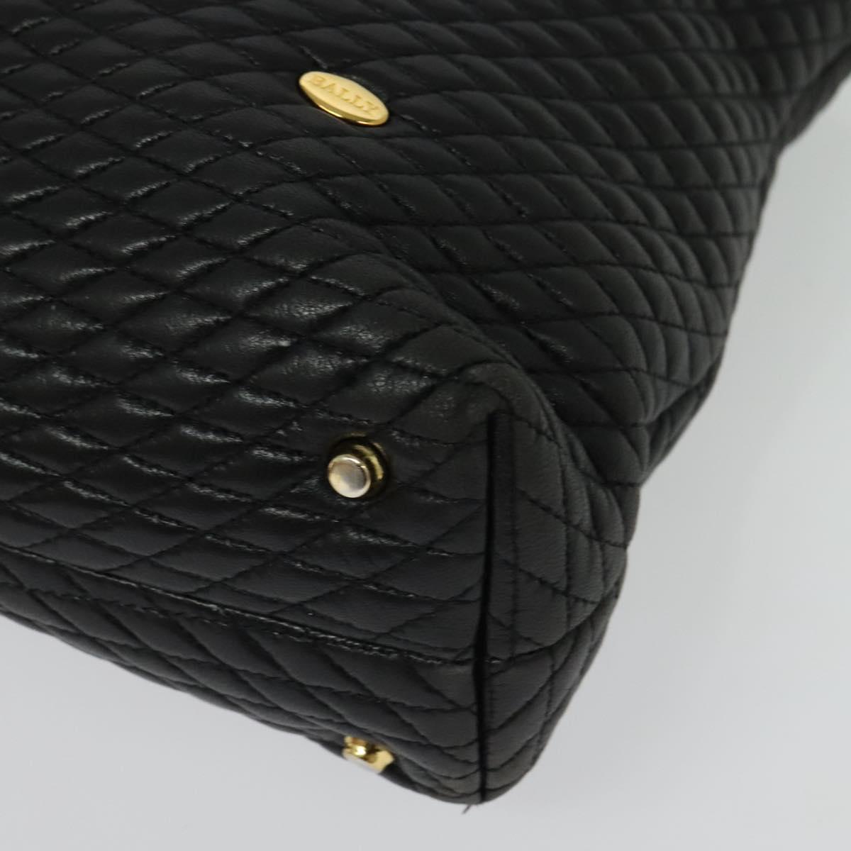 BALLY Chain Shoulder Bag Leather Black Gold Auth BA4648