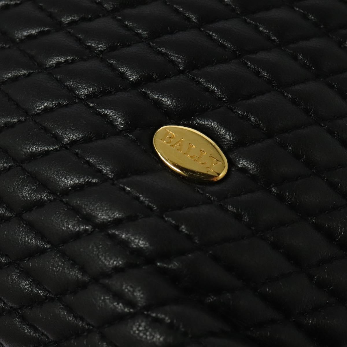 BALLY Chain Shoulder Bag Leather Black Gold Auth BA4648