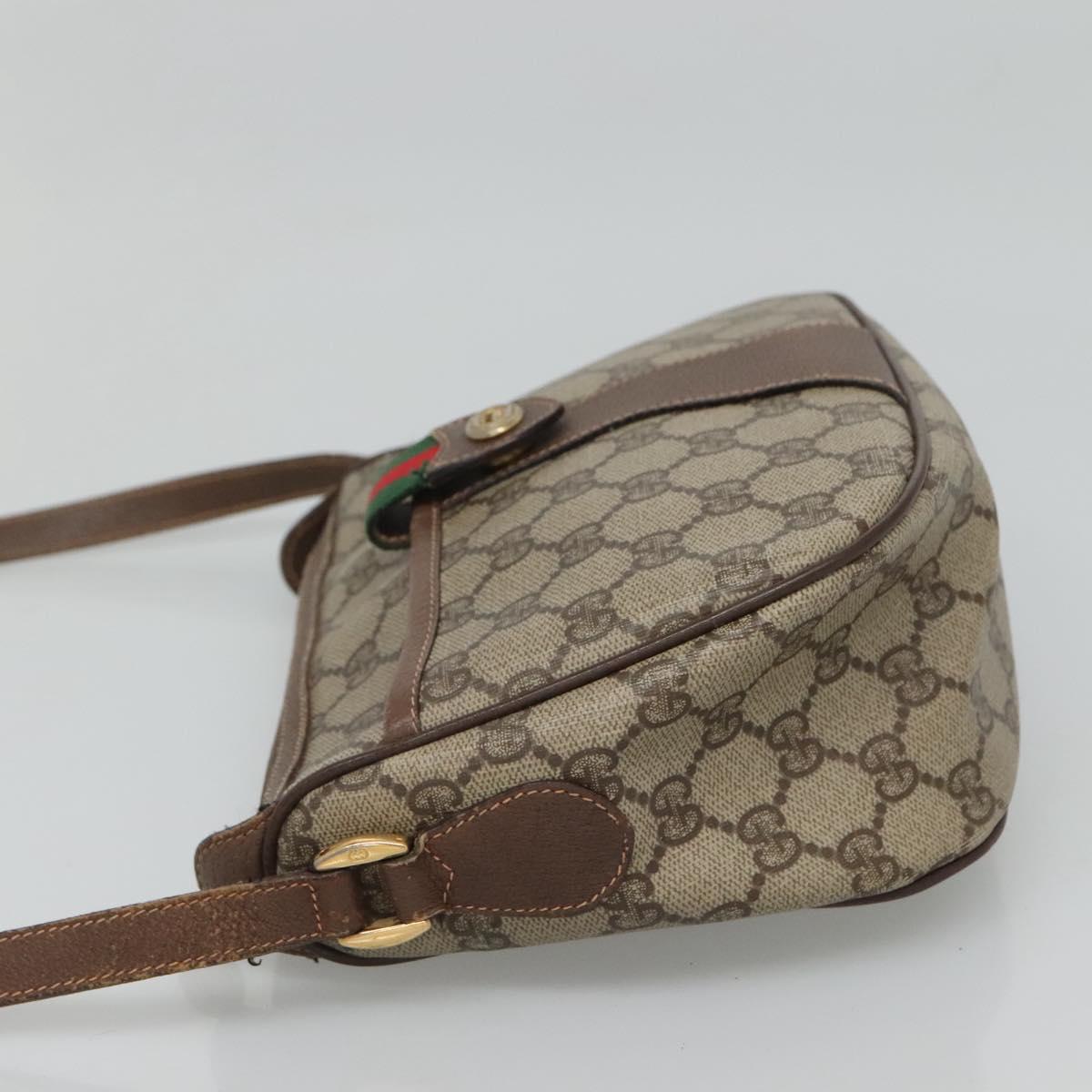 GUCCI GG Supreme Web Sherry Line Shoulder Bag PVC Beige Red 89 02 032 Auth BA465