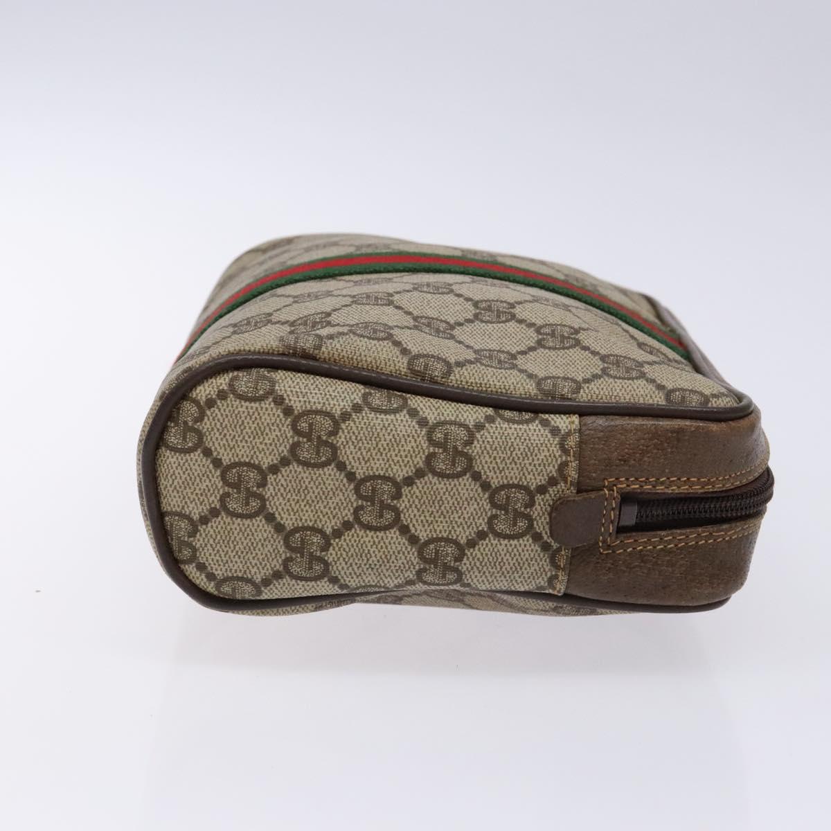 GUCCI GG Supreme Web Sherry Line Clutch Bag PVC Beige Gold 010 378 Auth BA4656