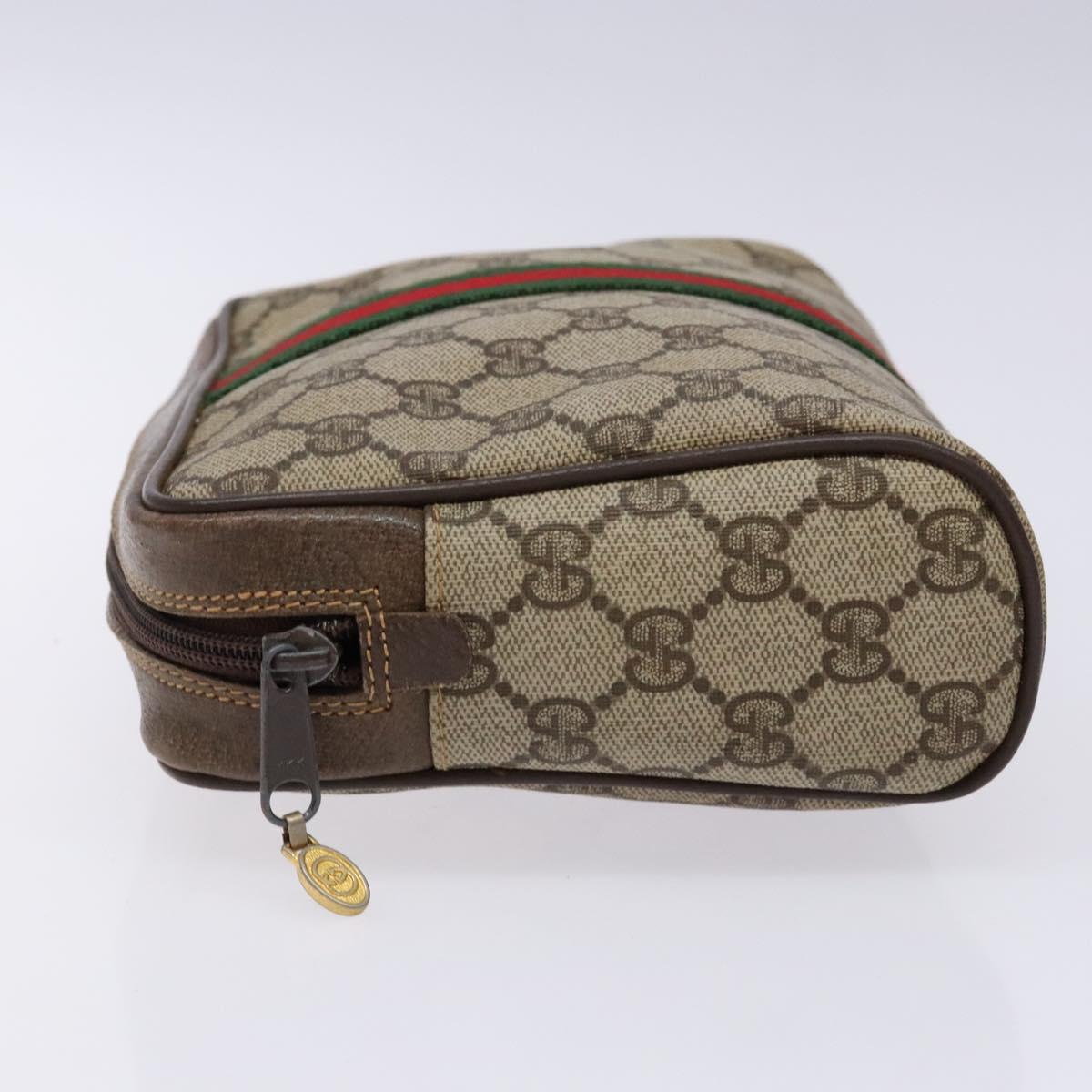 GUCCI GG Supreme Web Sherry Line Clutch Bag PVC Beige Gold 010 378 Auth BA4656