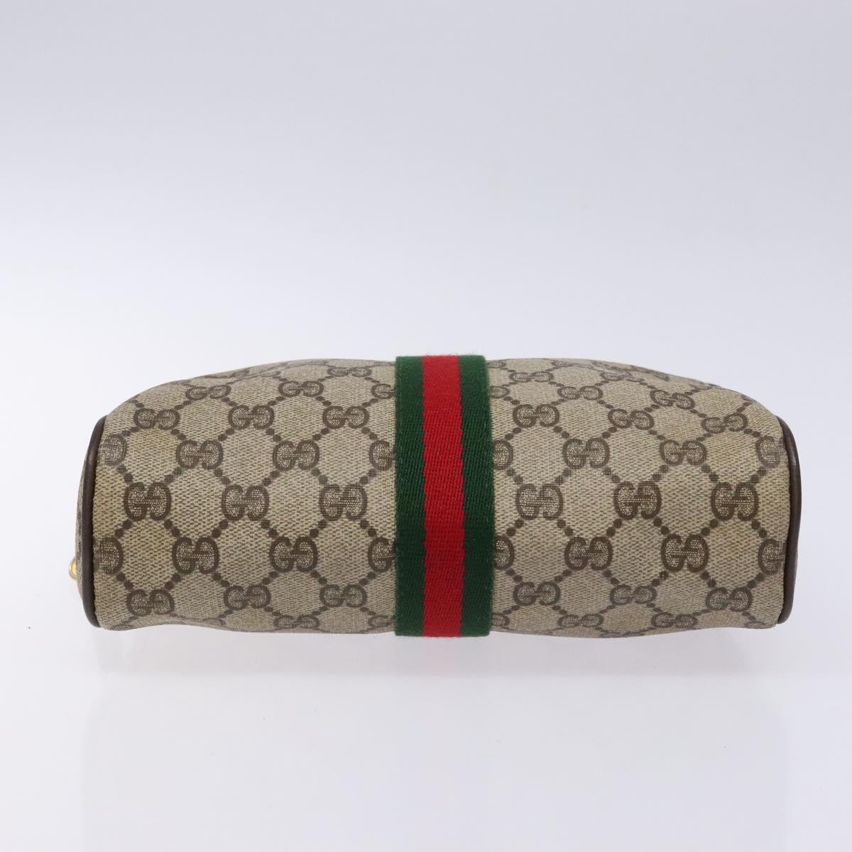 GUCCI GG Supreme Web Sherry Line Clutch Bag PVC Beige Gold 010 378 Auth BA4656