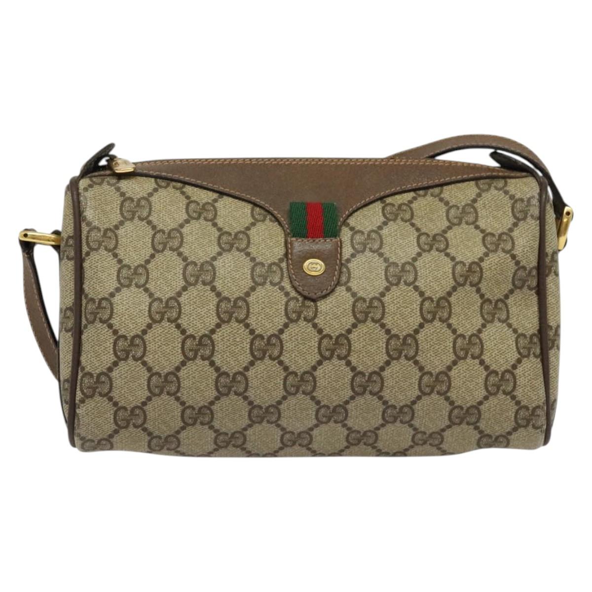 GUCCI GG Supreme Web Sherry Line Shoulder Bag PVC Beige 89 02 018 Auth BA4657