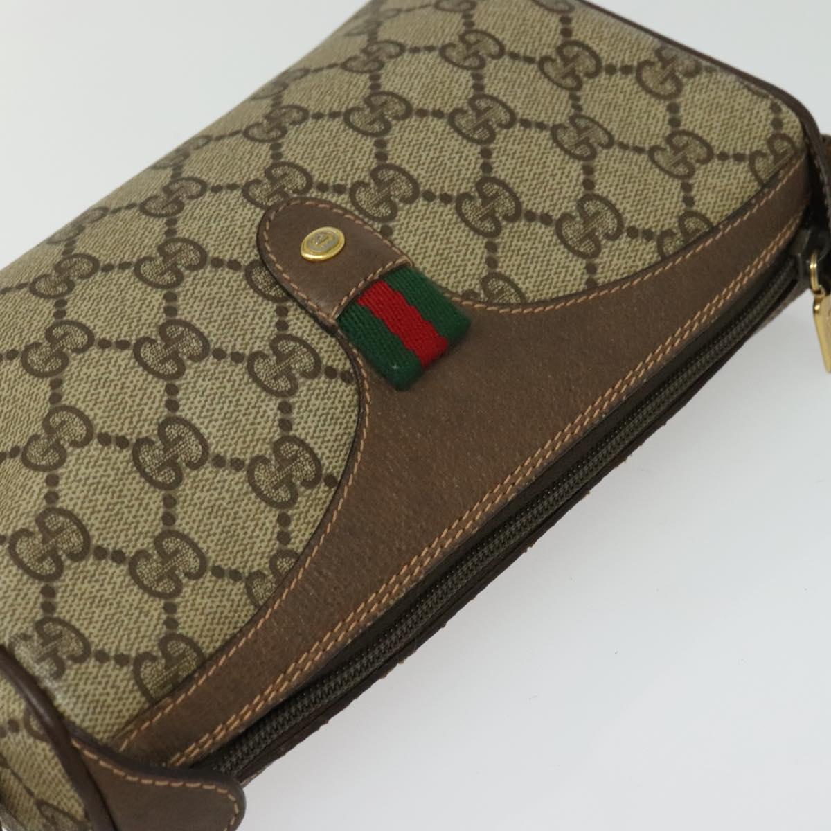 GUCCI GG Supreme Web Sherry Line Shoulder Bag PVC Beige 89 02 018 Auth BA4657