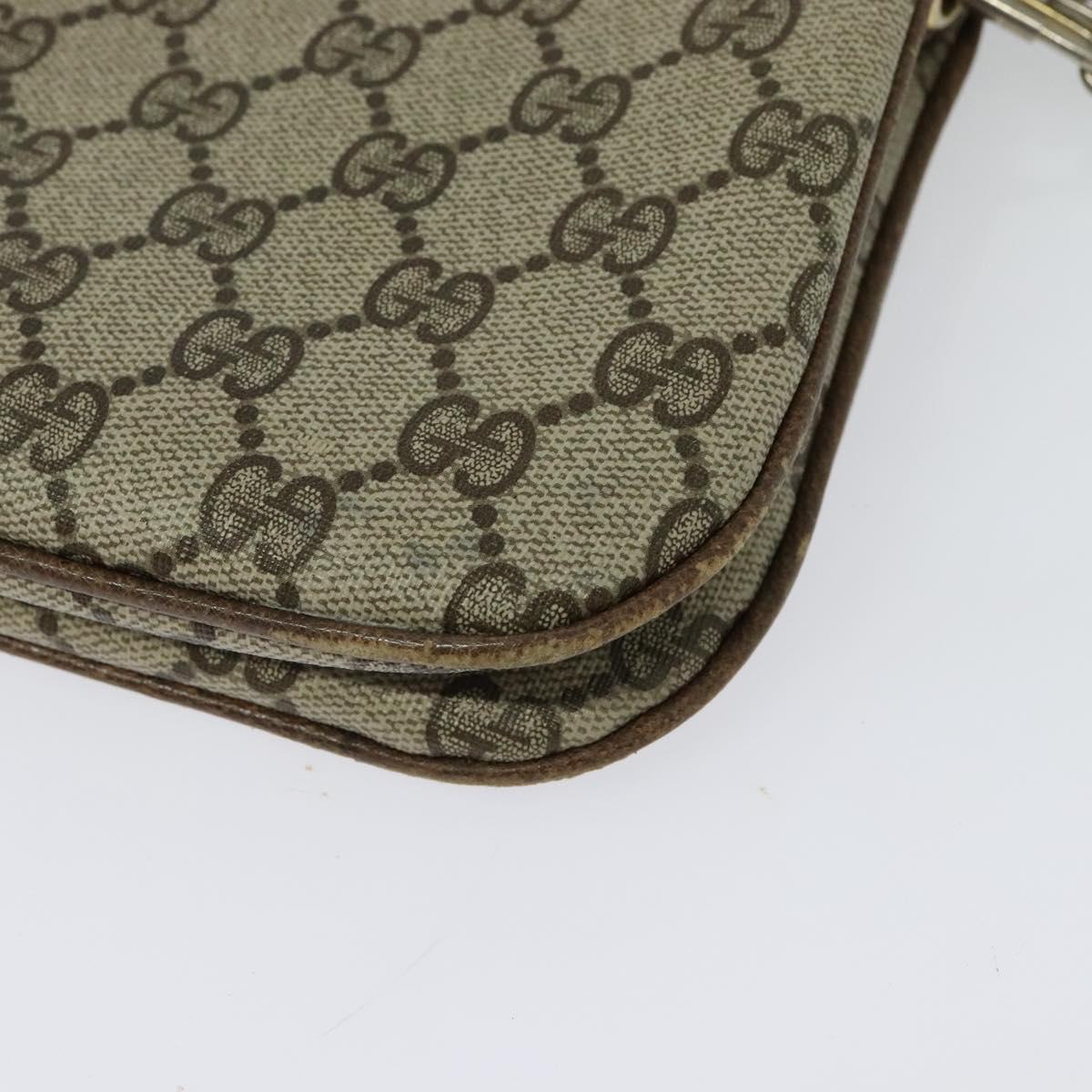 GUCCI GG Supreme Web Sherry Line Shoulder Bag PVC Beige Red Auth BA4658