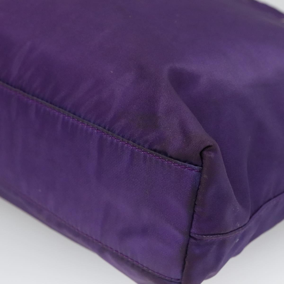 PRADA Tote Bag Nylon Purple Silver Auth BA4659