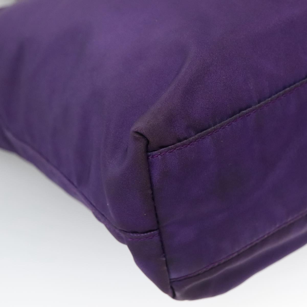 PRADA Tote Bag Nylon Purple Silver Auth BA4659