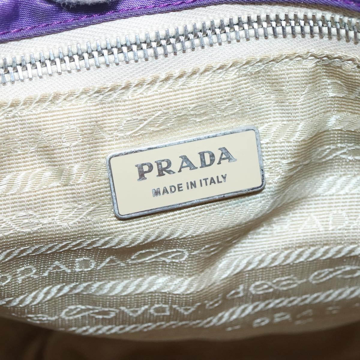 PRADA Tote Bag Nylon Purple Silver Auth BA4659
