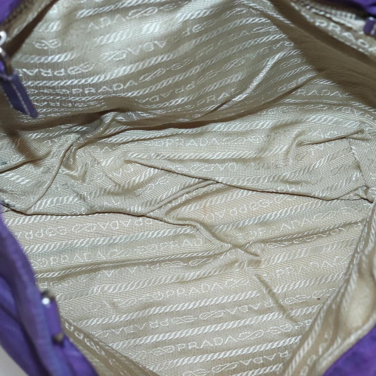 PRADA Tote Bag Nylon Purple Silver Auth BA4659